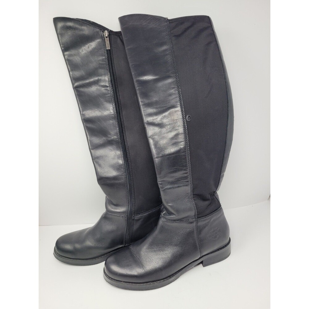 Harley Davidson Boots Womens 8 Black Leather Knee High Motorcycle Side Zip